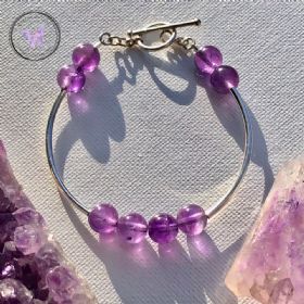 Amethyst Silver Bangle Bracelet